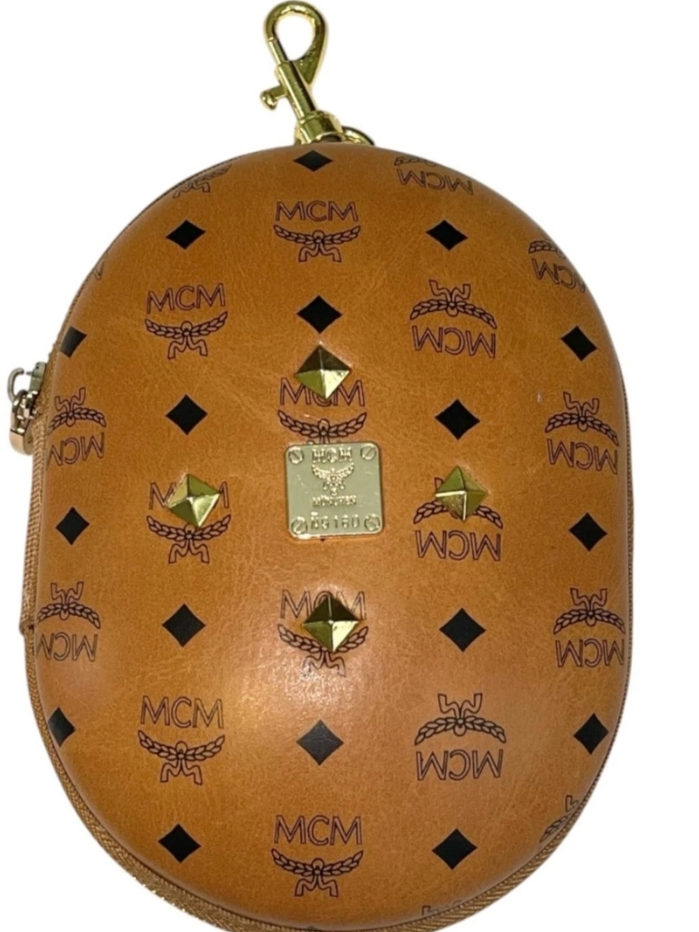 MCM Cognac Logo Oval Structured Pouch with Gold Hardware - Picture 2 of 10
